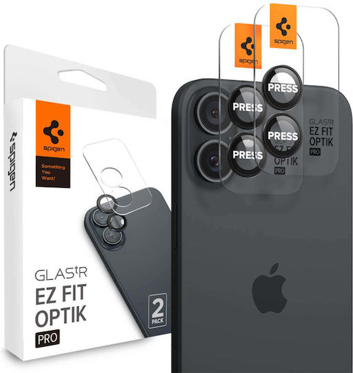 Spigen Optik Pro EZ Fit Camera Protection Tempered Glass Black for the Apple iPhone 16, iPhone 16 Plus