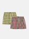 Herren Boxershorts Khaki/bordo Kariert 2Packung