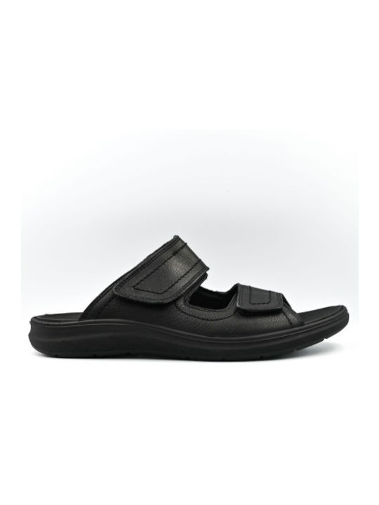 Leder Herrensandalen in Schwarz Farbe