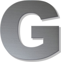 Γράμμα Κατοικιών Αυτοκόλλητο ''g'' 80 X 64 Mm Inox Ματ Πλαστικό Darvin