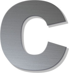 Γράμμα Κατοικιών Αυτοκόλλητο ''c'' 80 X 64 Mm Inox Ματ Πλαστικό Darvin