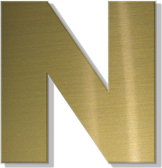 Hausbuchstaben-Aufkleber ''n'' 80 x 64 mm Gold Matt Kunststoff Darvin