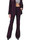 Damen Hoch tailliert Stoff Hose Bordeaux