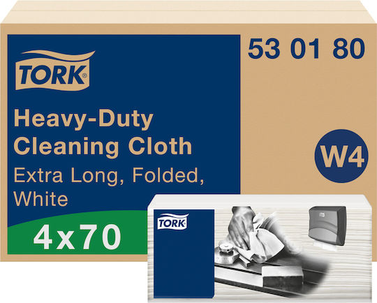 Industrial Cleaning Cloth Non-woven Sheets White 1-ply 35.5x64.2 cm 4x70 pcs Tork Heavyduty 530180