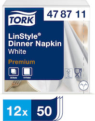 White Napkin 1-ply 1/4 39x39cm Luxury 12x50pcs Tork Linstyle 478711