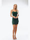 Summer Mini Evening Slip Dress Green