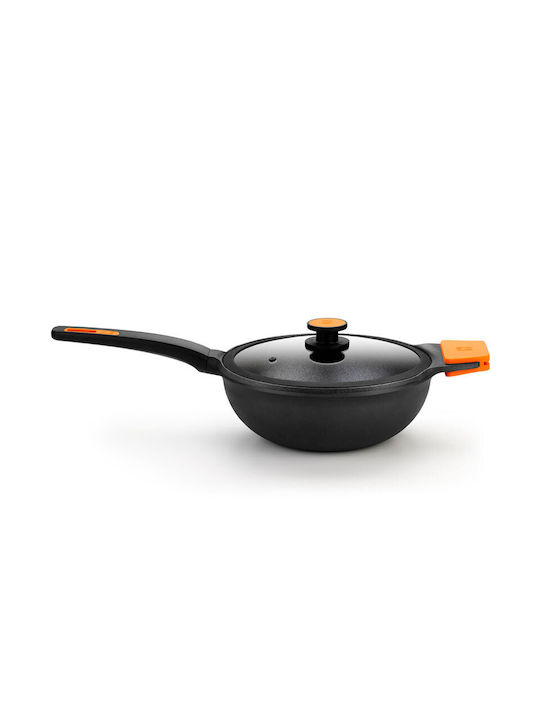 Bra Efficient Wok από Χυτό Αλουμίνιο Με Καπάκι με Αντικολλητική Επίστρωση 28cm
