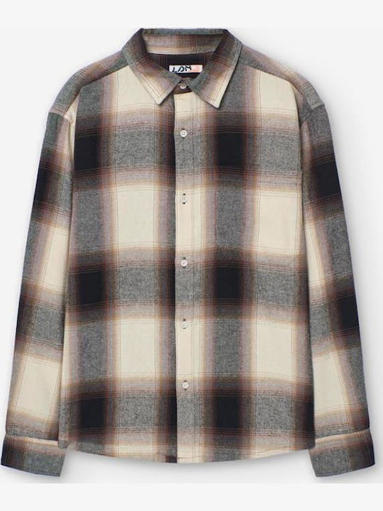Kids Checked Shirt Long Sleeve Black