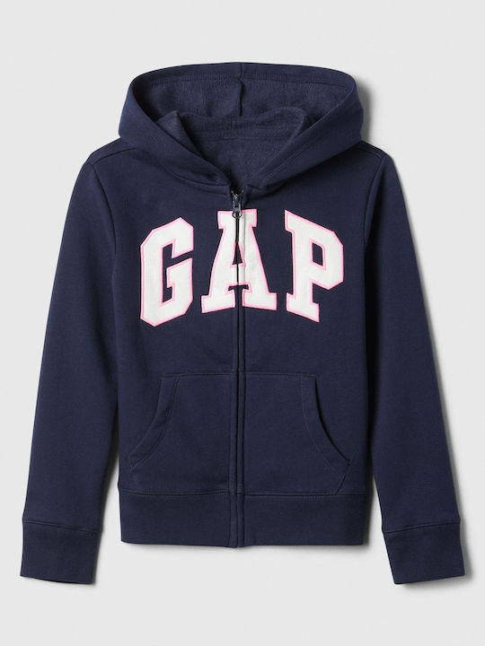 GAP Παιδική Ζακέτα Φούτερ Fleece με Κουκούλα Μπλε