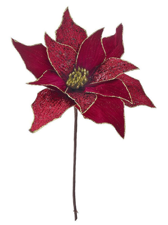 Bordeaux Glitter Poinsettia Pick 25x35cm