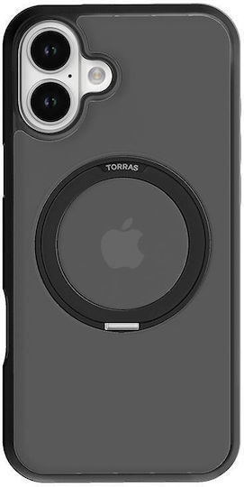Torras Ostand Umschlag Rückseite Silikon 1.5mm Schwarz (iPhone 16 Plus)