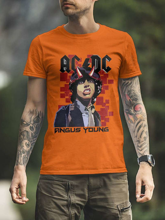 Ac/dc Themed Art T-shirt AC/DC Orange Baumwolle