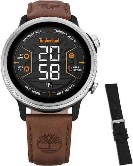 Timberland Trail Force S1 48mm Smartwatch with Heart Rate Monitor (Brown Leather Strap Gift Set)