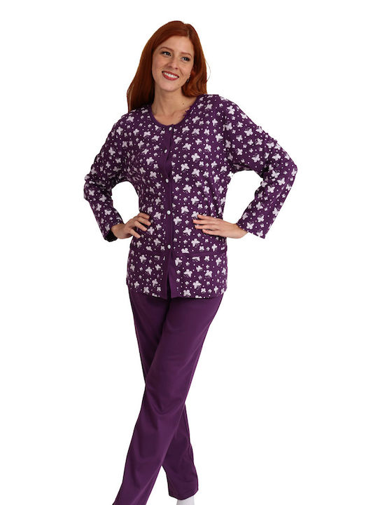 Lydia Creations Winter Damen Pyjama-Set Purple