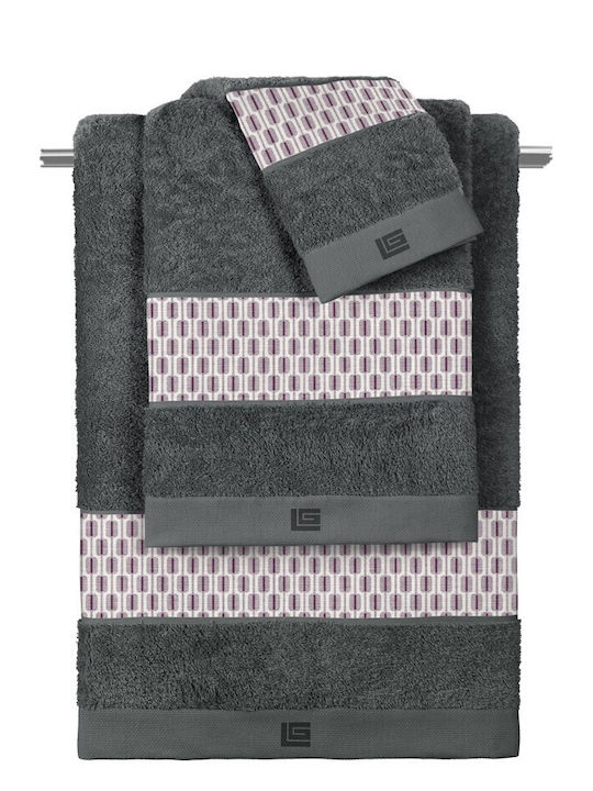 Guy Laroche 3pc Bath Towel Set Ametyst Anthracite Weight 500gr/m²