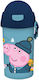 Must Team George Pig Kids Water Bottle Peppa Pig Plastic with Straw Blue 500ml