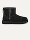 Ugg Australia Classic Mini Bailey Leather Women's Ankle Boots with Fur Black