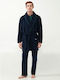 Vamp Χειμερινή Ανδρική Ρόμπα Fleece Blue