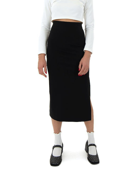 Moutaki High Waist Midi Skirt in Black color