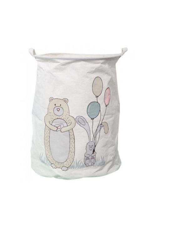 ecarla Children's Storage Basket made of Fabric Bear Party White 1pcs