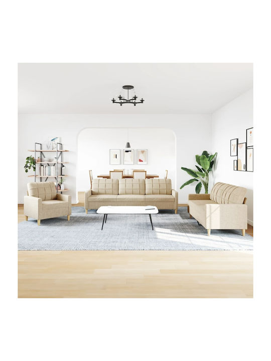 Vidaxl 3-Piece Living Room Set Cream Microfiber Fabric 77x77x80cm Loveseat Sofa Cream