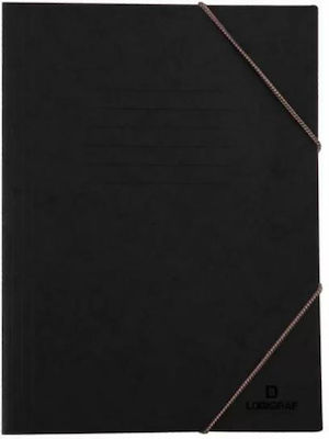 Logigraf Folder Prespan with Rubber Band and Ears for Paper A4 Black