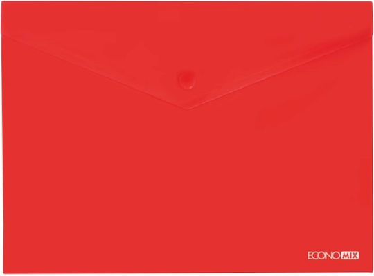 Economix Φάκελος Πρεσπάν Διαφανής με Κουμπί για Χαρτί A4 Κόκκινος
