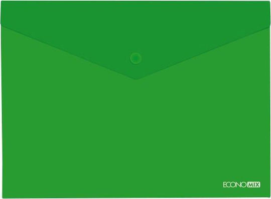 Folder Prespan Transparent with Button for Paper A4 Green