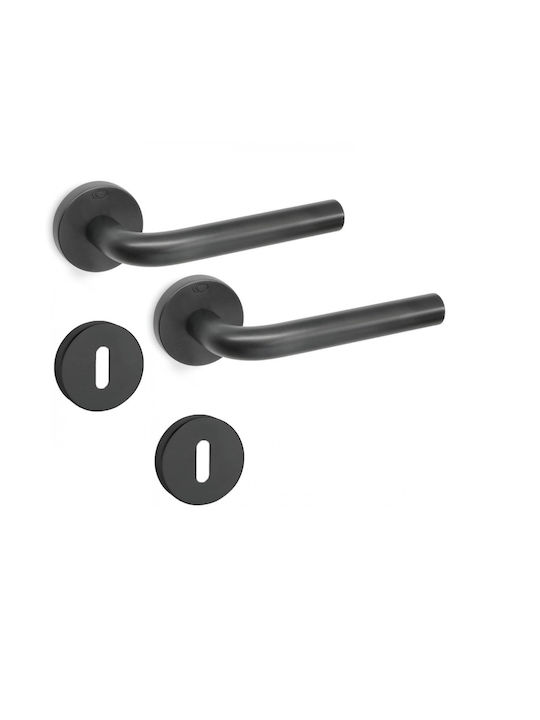 Door Handles 2 Pieces Pair Convex Handle Rosette 1755-s85 Matte Graphite