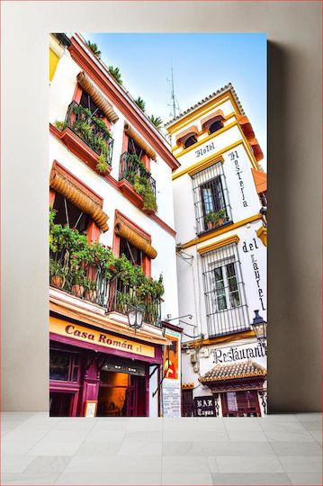 Πίνακας Colorful Building Facades Iron Balconies Πολύχρωμες Προσόψεις Κτιρίων Σιδερένια Μπαλκόνια 100x150