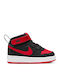 Court Court Borough MID 2 TDV Kids Sports Shoes Basketball with Hoop & Loop Closure Black / White / University Red