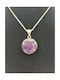 Silver-Plated Amethyst Circle Cabochon Cut Necklace