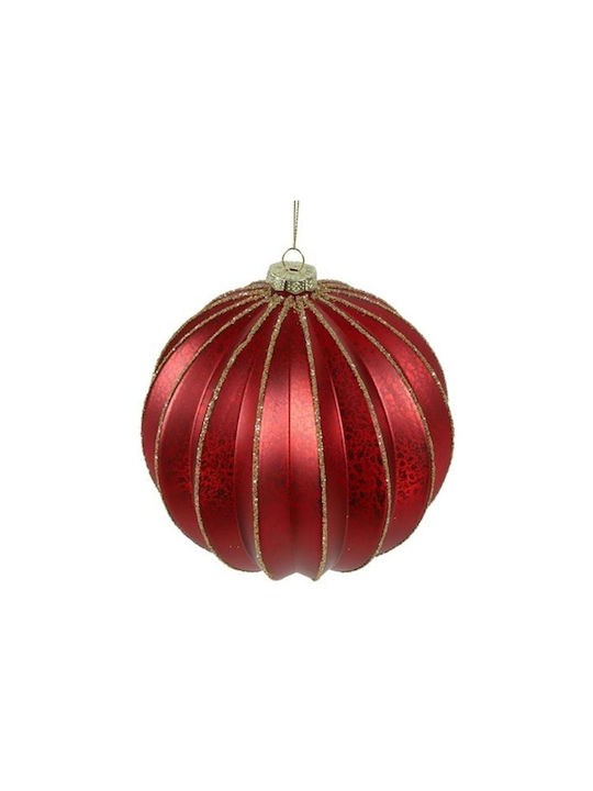 Glass Ball Red/Gold Stripes D10cm