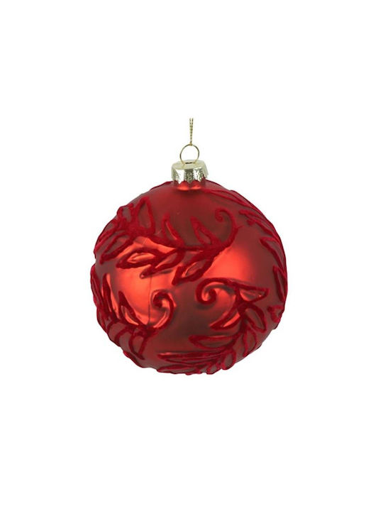 Red Velvet Glass Ball with Designs, 8cm