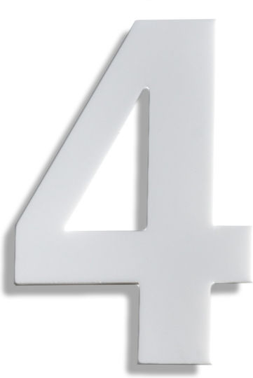 House Number Sticker ''No.4'' 73 X 50 Mm White Matte Plastic Darvin