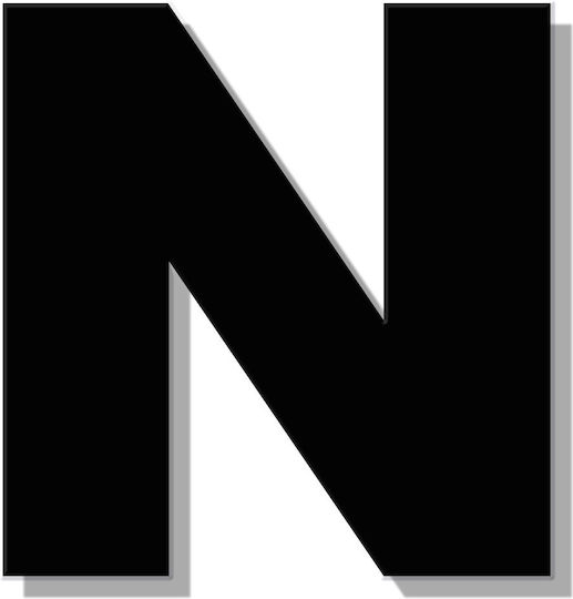 House Letter Sticker ''n'' 80 X 64 Mm Black Matte Plastic Darvin