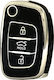 Car Key Cover Case made of with 3 Buttons for Hyundai in Black Color