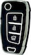 Car Key Cover Case made of with 3 Buttons for Hyundai in Black Color