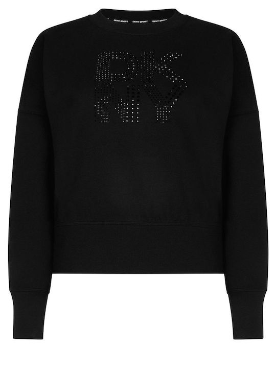 DKNY Rhinestone Lang Damen Sweatshirt Schwarz