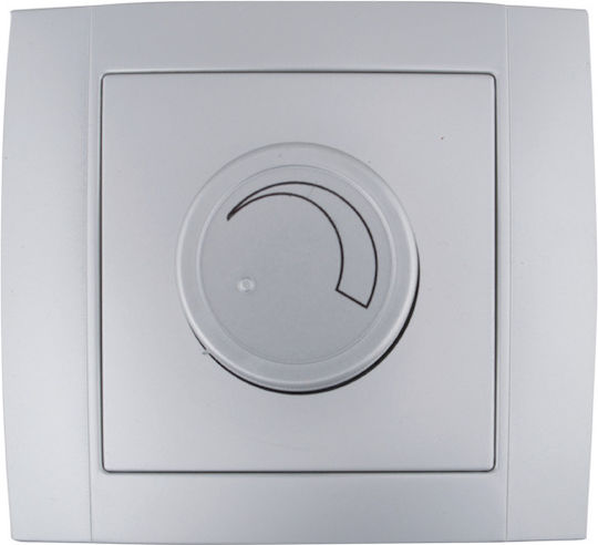 Elmark Χωνευτός Διακόπτης Dimmer με Πλαίσιο Κλασικός Περιστροφικός 600W σε Ασημί Χρώμα