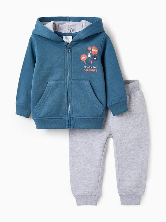 Kinder Sweatpants Set Mit Jacke Petrol Blau 2Stücke