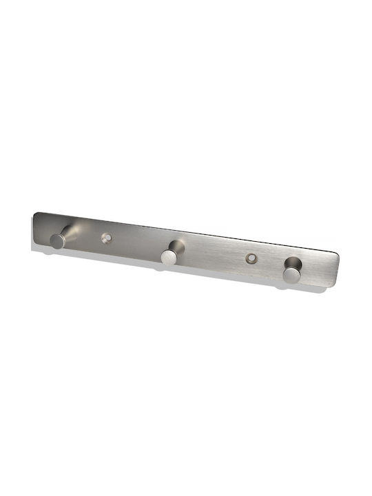 Inox Μεταλλική Κρεμάστρα Tοίχου 3 Θέσεων 22εκ.μx2.5εκ.πx2εκ.υ Νο 300-3 Haus Benchmark Kpe.208