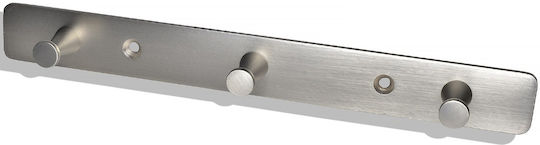 Inox Μεταλλική Κρεμάστρα Tοίχου 3 Θέσεων 22εκ.μx2.5εκ.πx2εκ.υ Νο 300-3 Haus Benchmark Kpe.208