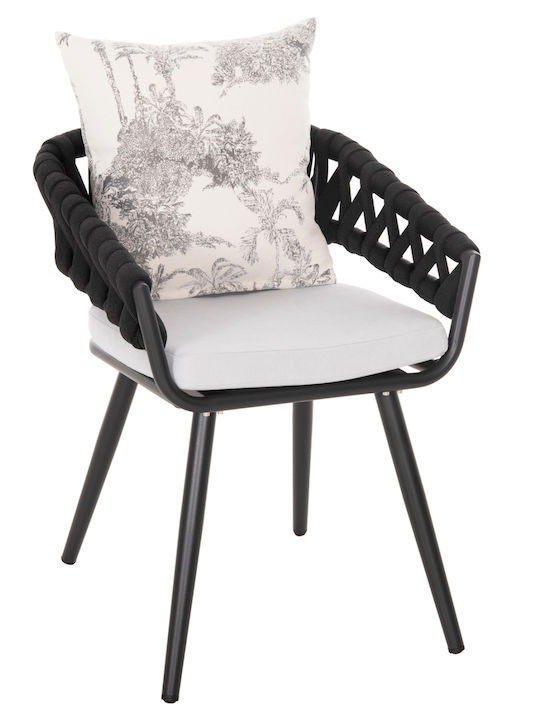 Outdoor-Sessel Aluminium Ecru, Anthracite mit K...