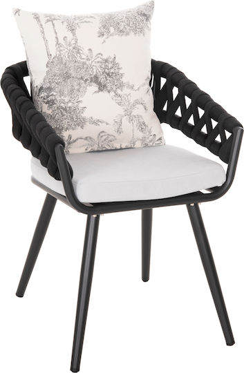 Outdoor-Sessel Aluminium Ecru, Anthracite mit Kissen 56x60x72εκ.
