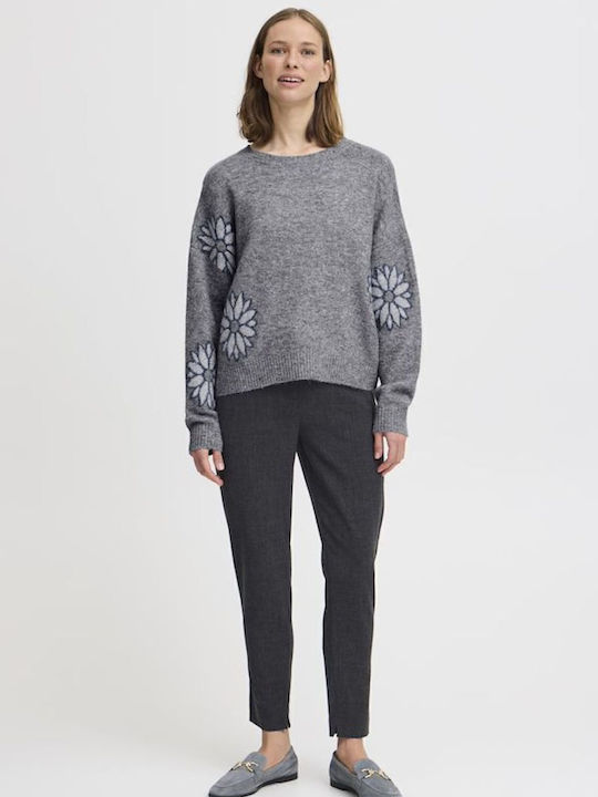 Women's Long Sleeve Sweater Grey Melange