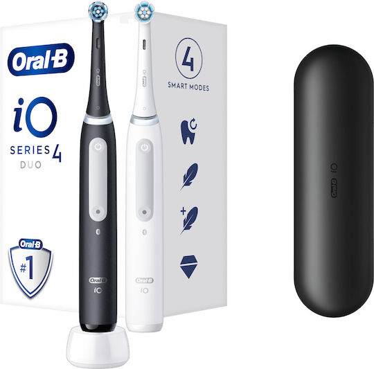 Oral-B Io Series 4 Elektrische Zahnbürste mit Drucksensor und Reisetasche Schwarz