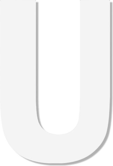 Letter "u" White Sticker 120mm Plastic Darvin One Two Three Done