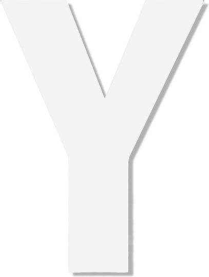 Letter "y" White Sticker 120mm Plastic Darvin One Two Three Done