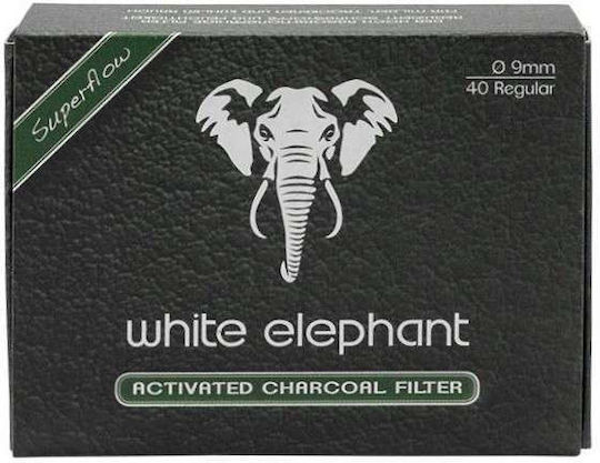 Тръбни Филтри За Тютюн White Elephant 9mm С Активен Въглен 40 Филтри Activ Kohle Filter 1 Опаковка